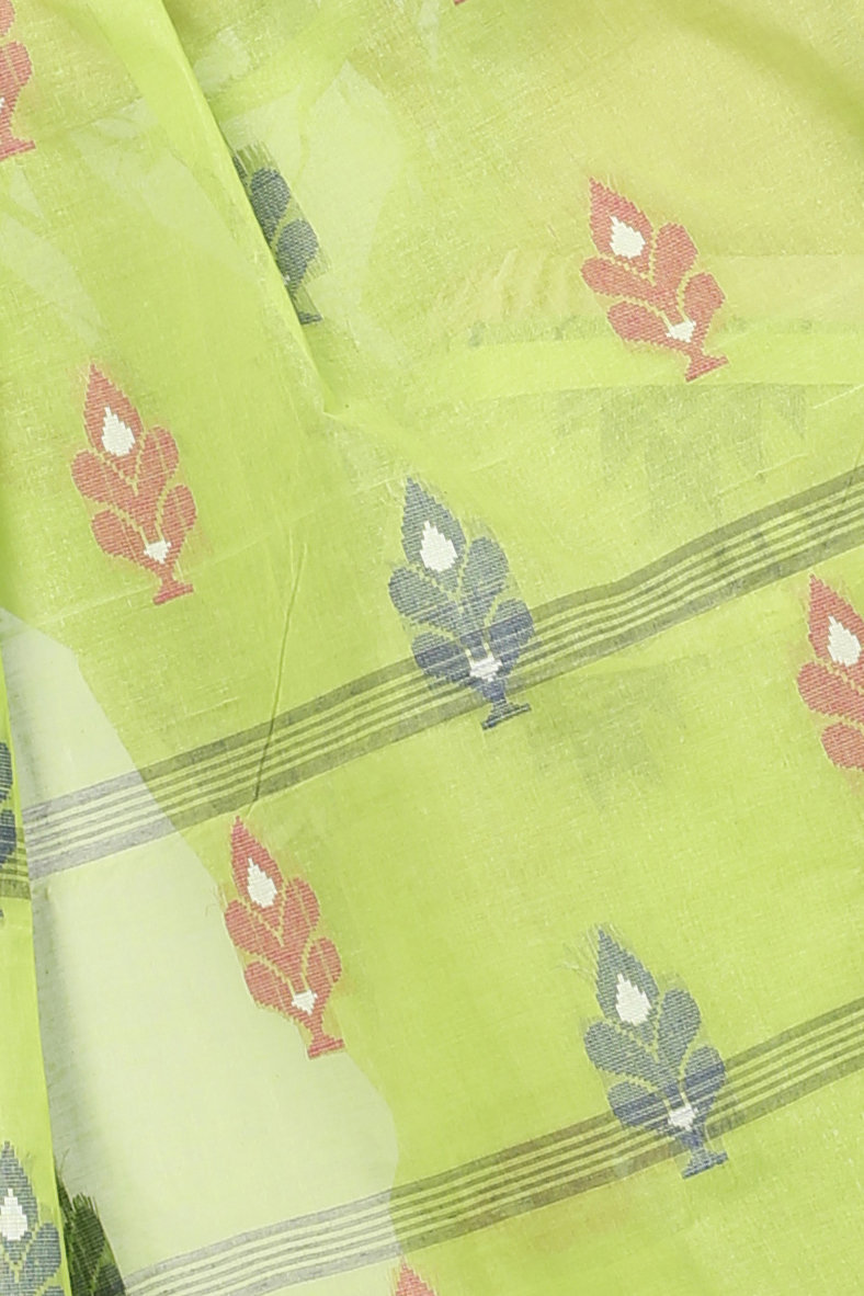 Olive Green Pure Cotton Sidra Tant Saree (1032)